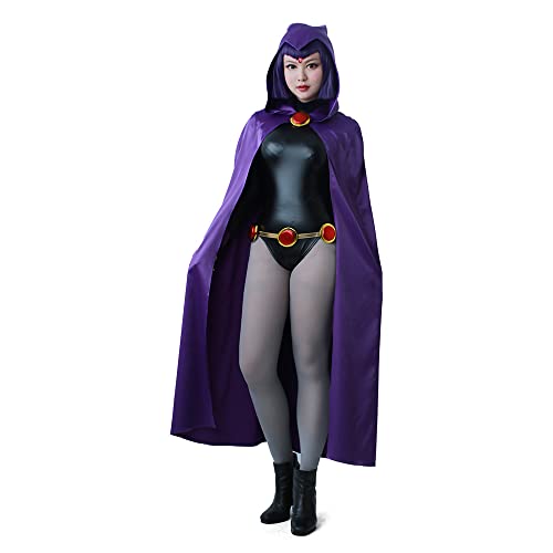 miccostumes Women's Costume Magical Girl Cosplay Fighting Bodysuit Full Set With Purple Hooded Cloak (1X/2X)