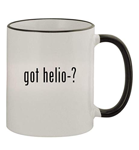 Knick Knack Gifts got helio-? - 11oz Colored Handle and Rim Coffee Mug, Black