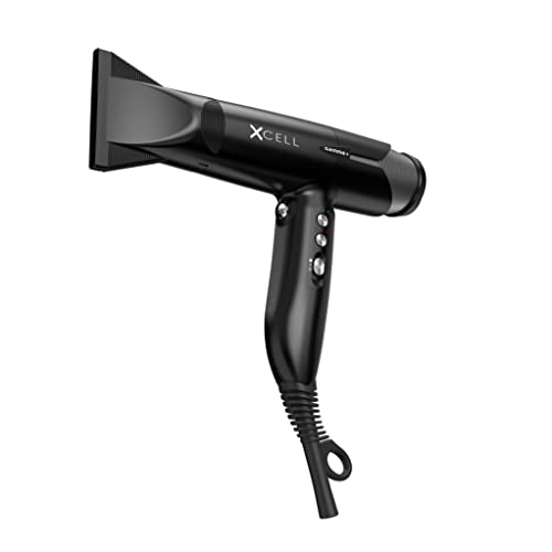 GAMMA+ XCell Professional Ultra-Lightweight Hair Dryer Digital Motor Ionic Technology Whisper Quiet 12 Heat/Speeds, Matte Black