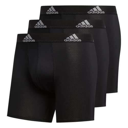 adidas Men's Performance Boxer Brief Underwear (3-Pack), Black/Black Black/Black Black/Black, Medium