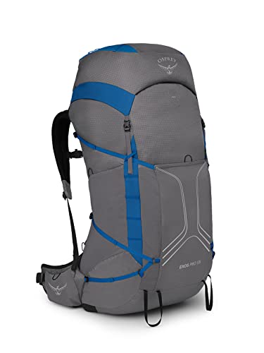 Osprey Exos Pro 55L Men's Backpacking Backpack, Dale Grey/Agam Blue, L/XL
