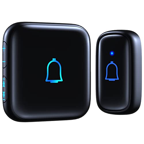 Wireless Doorbell IP66 Waterproof 1000 Feet with 56 Chimes 115dB 7 volume levels Mute Mode with LED Flash Doorbell Ringer Wireless for Kids Room Teachers Classroom Home Office & Hearing-Impaired