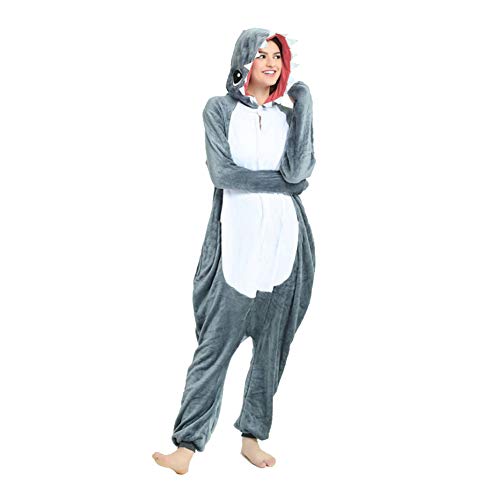 Afoxsos Adult Shark Onesies Pajamas - Unisex One Piece Cosplay Shark Animal Costume