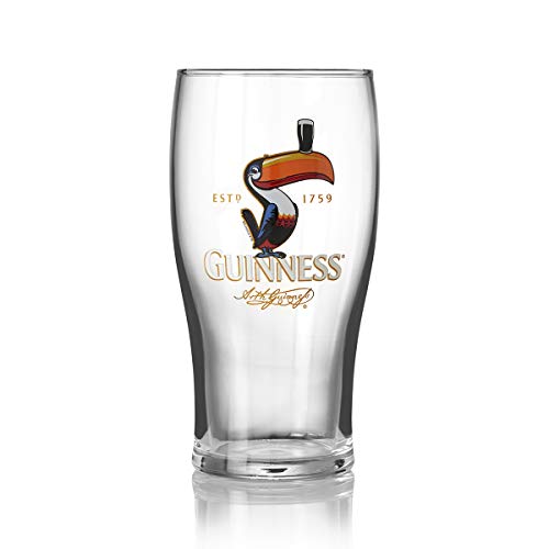 Guinness Toucan Pint Glass, Single Glass | 20oz Pints Drinking Cup | Thick Beer Glasses Beer 20 oz Beer Can Glass