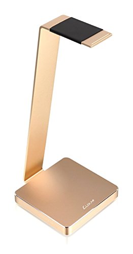 LUXA2 E-One Gold Solid-Metal Aluminum Universal Gaming Headphone Stand/Hanger/Holder for Headsets Display HO-HDP-ALE1GD-00