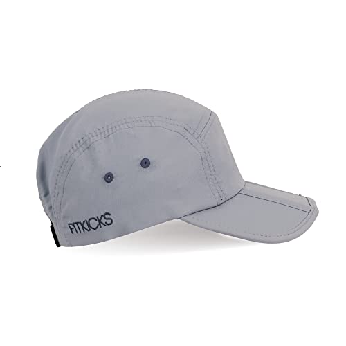 FITKICKS Folding Cap, Comfortable and Adjustable Ball Cap, UPF 50+ Sun Cap for Men and Women, Gray V2