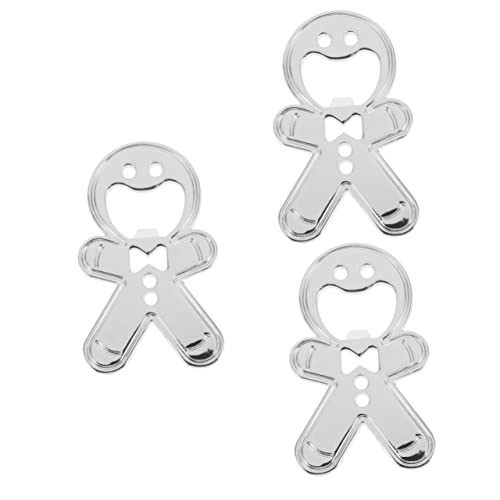 NOLITOY 3pcs Gingerbread Man Bottle Opener Collector Soft Drink Stainless Steel