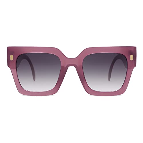 SOJOS Vintage Oversized Square Sunglasses for Women,Retro Womens Luxury Big Sun Glasses UV400 Protection SJ2194 Cream Purple