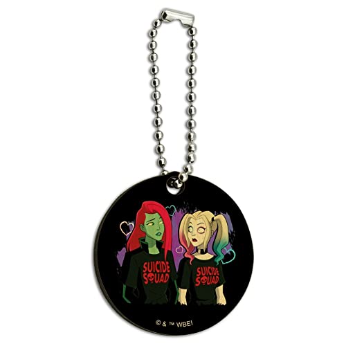GRAPHICS & MORE Harley Quinn Animated Series Harley and Ivy Wood Wooden Round Keychain Key Chain Ring