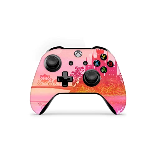 ZOOMHITSKINS Controller Skin Compatible with Xbox One S and Xbox One X, 3M Vinyl Sticker Technology, Pink Red Orange Princess Castle Fairytale, Durable, 1 Skin, Made in The USA