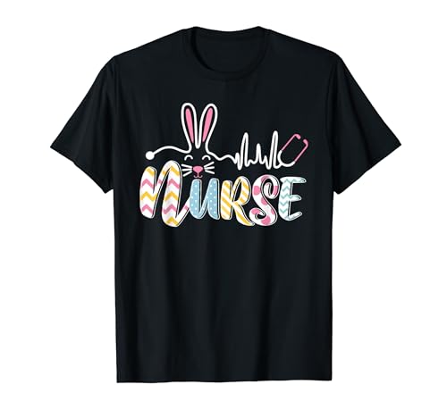 Stethoscope Scrub Nurse Life Easter Day Cute Bunny With Eggs T-Shirt