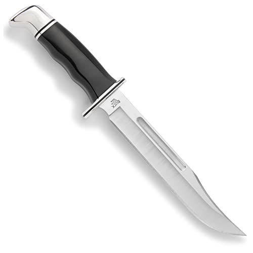 Buck Knives 0120BKS GENERAL Fixed Blade Knife with Genuine Leather Sheath,Black/Silver