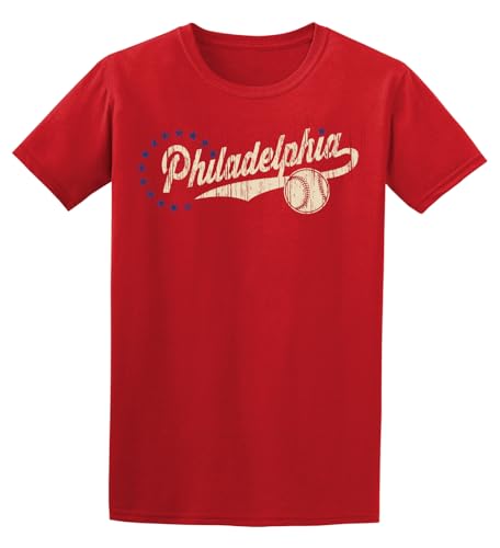J2 Sport Philadelphia Baseball T-Shirt – Men & Women Short Sleeve Sport Shirt Red