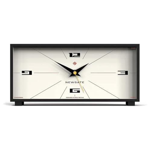 NEWGATE Thunderbird Silent Sweep Mantel Clock - No Tick Noise - Mid-Century Modern Mantel Clock - Living Room Clock - Office Clock - Desk Clock - Designer Clock (Cream)