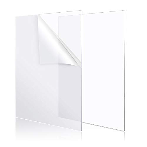 YSTIME 8' x 12' Clear Acrylic Sheet Plexiglass Plastic Sheet for Crafts Transparent Acrylic Board with Protective Paper for Craft, Windows, Frame, DIY Display Projects, Pack of 2