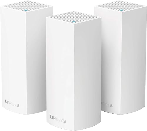 Linksys WHW0301 Velop Intelligent Mesh WiFi Router System: AC2200 Tri-Band, Network for Full-Speed Coverage, Computer Internet Wireless Routers Extender for Home (White, 3-Pack) (Renewed)