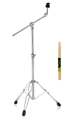 HAIRIESIS Cymbal Stand,Boom Cymbal Stand,Cymbal Stand Pack,Cymbal Stands,Drum Stand,Symbol Stand Adjust Height (30-58 in) with 1 pair Drumsticks