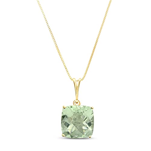 Galaxy Gold GG 14k Yellow Gold Necklace with 3.6ct Natural cushion-shaped Green Amethyst