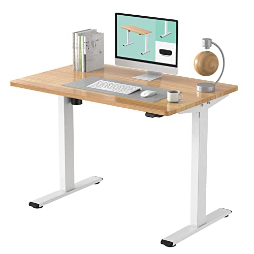 FLEXISPOT EC1 Electric Adjustable Height Standing Desk Whole Piece 48 x 30 Inch Desktop Home Office Computer Workstation Sit Stand up Desk (White Frame + 48' Maple Top, 2 Packages)