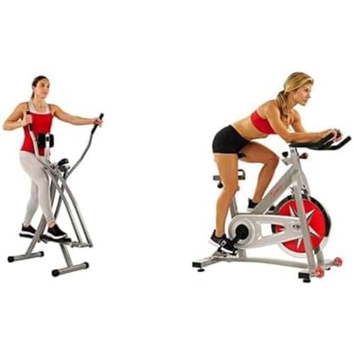 Sunny Health & Fitness SF-E902 Air Walk Trainer Elliptical Machine Glider + Sunny Health & Fitness SF-B901 Pro Indoor Cycling Exercise Bike