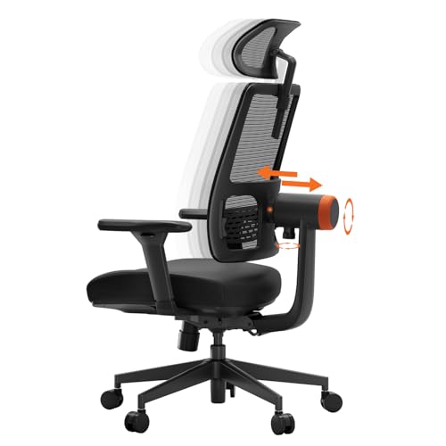 Newtral Ergonomic Home Office Chair, High Back Desk Chair with Unique Adaptive Lumbar Support, Adjustable Headrest, Seat Depth Adjustment, 96°-126° Tilt Function, 4D Armrest Recliner Chair for Office