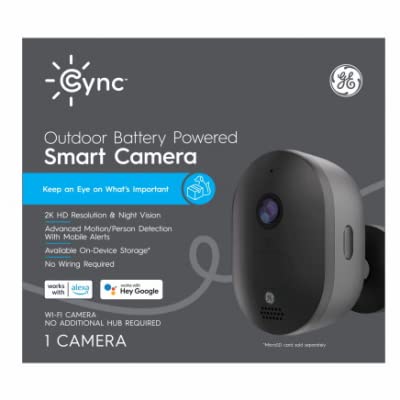 GE 93129828 Cync Outdoor Smart Security Camera, Battery Operated - Quantity 2