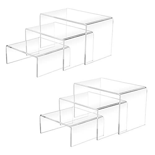 2 Sets Acrylic Display Risers(3',4',5') Clear Product Stand,Cupcakes Holder Dessert Transparent Showcase Stands, Candy Bar Risers, Lifts for Figures