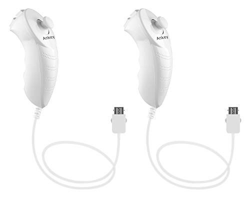 Ankey 2Packs Nunchuck Controller Remote Replacement for Nintendo Nunchuk Wii Wii U Console White