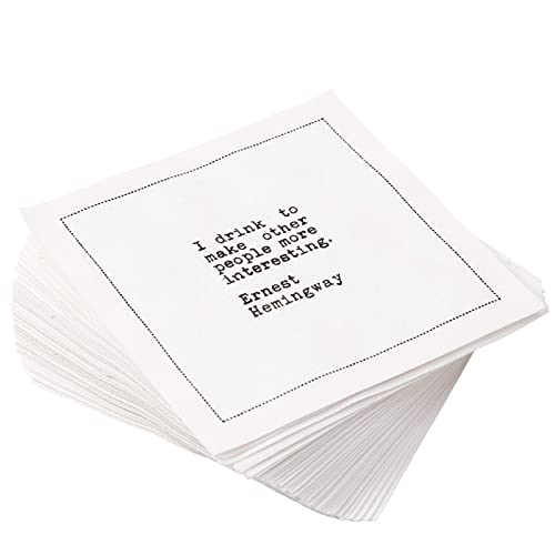 Five Star Napkins Bar Quotes, White Cotton Cocktail Napkins, Beverage Napkins, Bar Napkins, Cloth Napkins, Party Napkins, Events, Holidays, Weddings, Birthdays, Disposable, 4.5' x 4.5'- (50x)