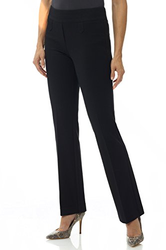 Rekucci -Women- Secret Figure Pull-On Knit Bootcut -Pant w/Tummy Control (14 -Short, Black)