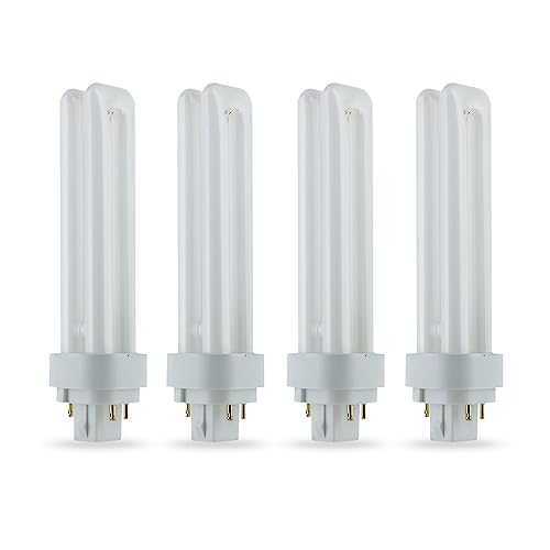 (4 Pack) 13 Watt Double Tube, Compact Fluorescent Light Bulb, 2700K Warm White, 4 Pin G24Q-1, Replacement for Sylvania 20682 CF13DD/E/827 - Philips 38325-7 PL-C 13W/827/4P/ALTO and GE 97594