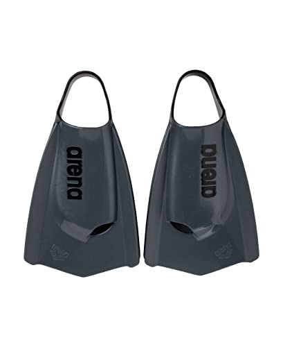 Arena Unisex Adult Powerfin Pro II Swim Training Fins Men and Women Silicone Short Blade Flippers Left/Right Customized, Black, Size 11-12