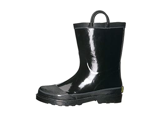 Western Chief Kids Waterproof Rubber Classic Rain Boot with Pull Handles, Black, 4 M US Big Kid