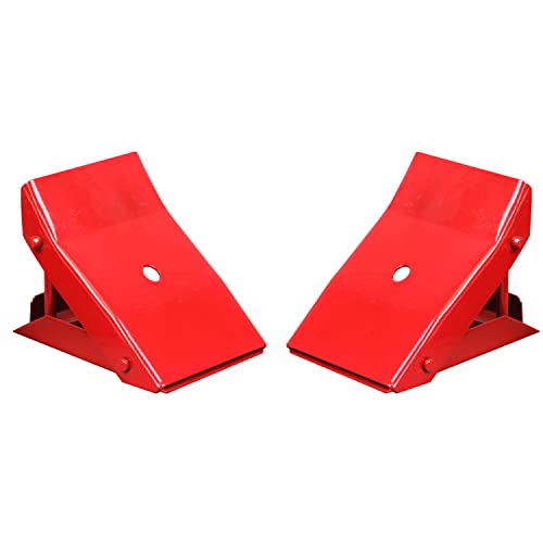 BIG RED 2 Pack Steel Wheel Chock Foldable Tire Stop for Car, Red, TD3553