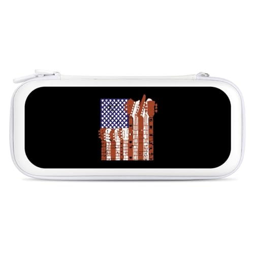 USA Flag Design Guitar Portable Compatible with Switch Carrying Case Protector Bag with 15 Games Accessories White-Style