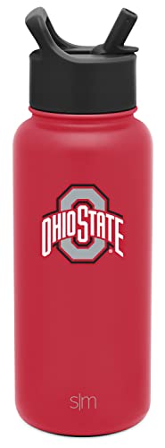 Simple Modern Officially Licensed Collegiate Ohio State Buckeyes Water Bottle with Straw Lid | Vacuum Insulated Stainless Steel 32oz Thermos | Summit Collection | The Ohio State University