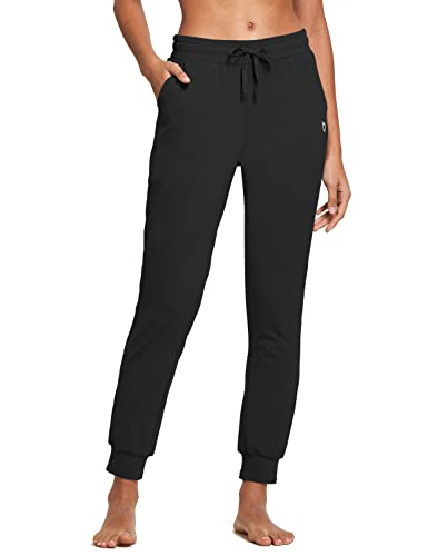 BALEAF Womens Sweatpants Cotton Joggers with Pockets Lounge Sweat Pants Tapered Casual Running Workout Yoga Black Size M