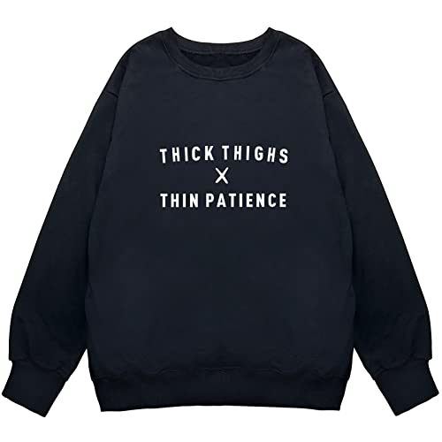 YITAN Women Graphic Cute Oversized Sweaters Funny Pullover Teen Girls Sweatshirts Black Medium