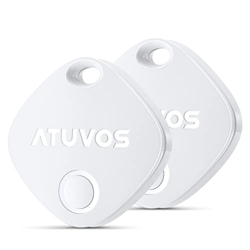 ATUVOS Luggage Tracker, Key Finder, Smart Bluetooth Tracker Pairs with Apple Find My (iOS Only), Item Locator for Bags, Wallets, Keys, Waterproof IP67, Anti-Lost 2 Pack