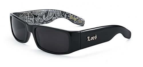 Locs Mens Fashion Hardcore Gangster Cool Shades Bandana Print Two Tone Sunglasses (Black White), Medium