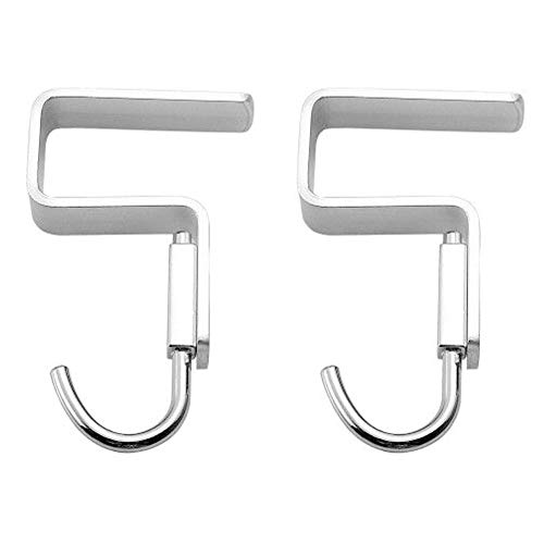 Hdtyyln Student Desk Space Aluminium Alloy Nail-Free Hook, 2 Pack Office Bag Hook Clothes Hook (2.6cm/1.02',Suitable for 2.5 cm/0.98' Thick Plate.)