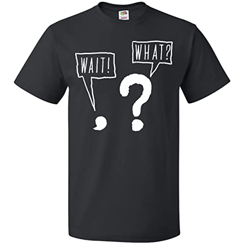 inktastic Funny Wait What Comma and Question Mark T-Shirt X-Large 0040 Black 40a0a