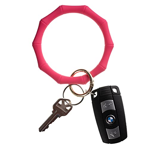 HADLEY MAE DESIGNS Key Ring Bracelet Keychain Wristlet Keychain Bangle Key Ring (Hot Pink)