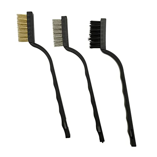 3pcs Car Cleaning Brush Detailing Wire Brush Set, Brass, Stainless Steel, Nylon Brush Head for Cleaning Welding Slag Stain and Rust