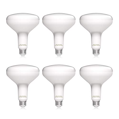 Helloify Dimmable BR40 LED Flood Light Bulb, 12W, 75W Equivalent, 5000K Daylight White Light, Energy Saving Lamp for Office/Home, E26 Screw Base, 6PCS