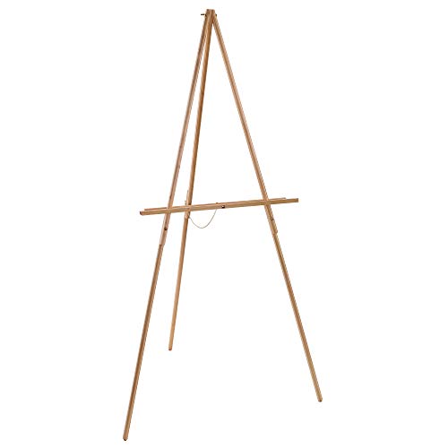 U.S. Art Supply 64' High Torrey Wooden A-Frame Tripod Studio Artist Floor Easel - Adjustable Tray Height, Holds 40' Canvas - Wood Display Holder Stand for Paintings, Drawings, Framed Photos, Signs