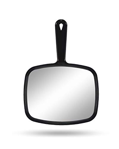 Gladmart Hand Mirror Salon Barber Hairdressing Handheld Mirror with Handle(Square Black 7.4 x 10.3 inches)