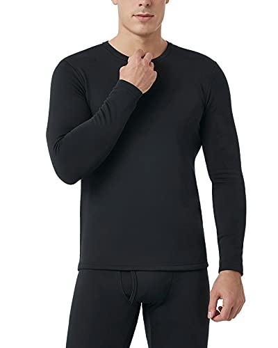 LAPASA Men's Thermal Underwear Top Crewneck Long Sleeve Shirt Base Layer Heavyweight Winter Thermoflux 300 M26 X-Large Black