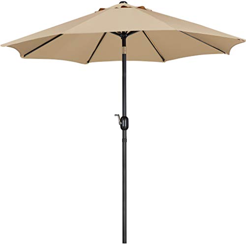 Yaheetech 9FT Patio Umbrella Outdoor Umbrella Patio Yard Market Table Umbrella with Push Button Tilt & Crank for Garden/Beach/Lawn/Deck/Backyard/Pool, 8 Ribs, Tan