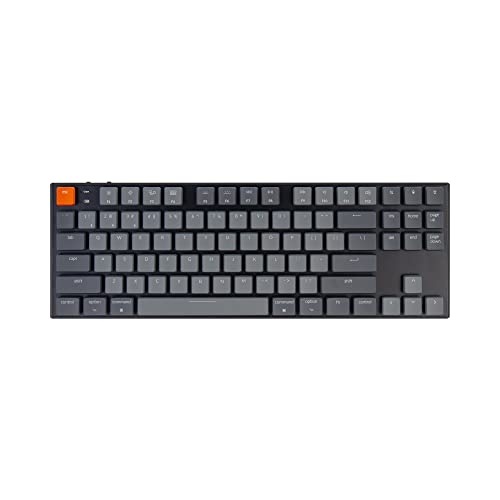 Keychron K1, Tenkeyless Layout 87 Keys Ultra-Slim Bluetooth Wireless/USB Wired Mechanical Keyboard with Low-Profile Gateron Red Switch White LED Backlight Compatible with Mac Windows-Version 5